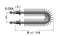 0.315 Inch (in) Heating Element Diameter Finned Tubular Heaters with Fittings