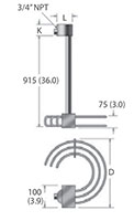 3 Kilowatt (kW) Power Rating Copper Sheath Material Over The Side Immersion Heater