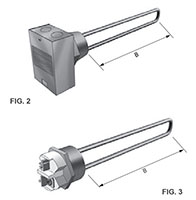 WATTCO™ 6 1/2 Inch (in) Dimension B, 500 Watt (W) Power, and 120 Volt (V) Voltage Domestic Immersion Heater with Square Flange